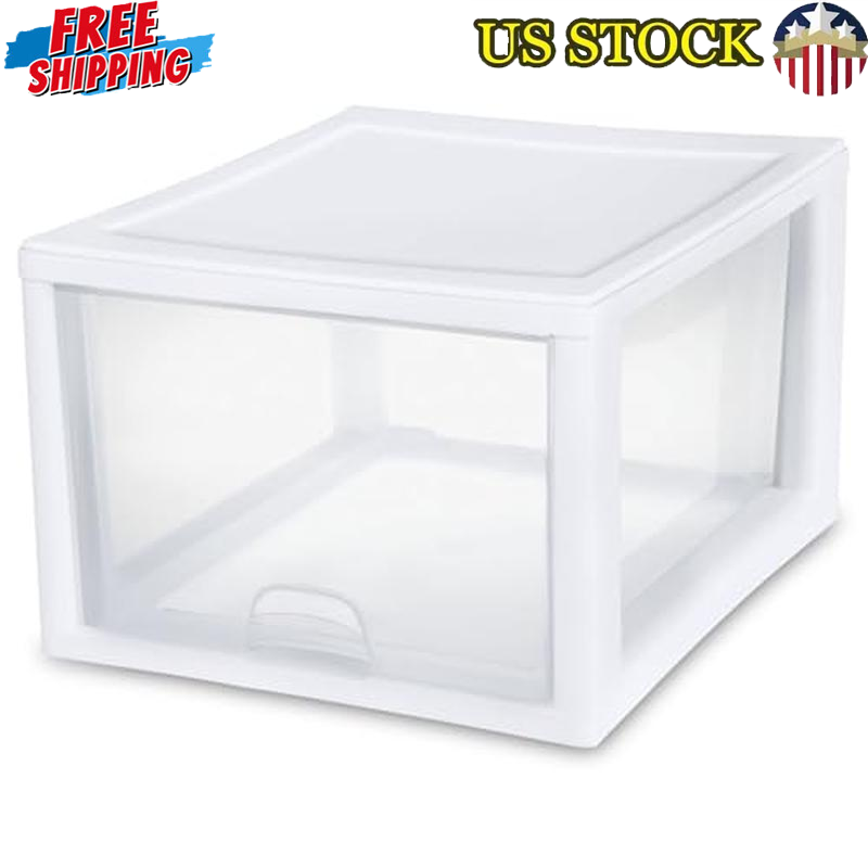 4-Pack Stackable Storage Drawers Clear Organizers Home Office Craft Bins New