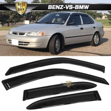 Fits 98-02 Toyota Corolla 4pcs Window Visors Rain Guard Slim Style Smoke Acrylic