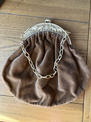 FRANZÖSISCHE ART DECO 20er SAMT HANDTASCHE BUDDHA DESIGN CELLULOID BAKELIT VERSCHLUSS