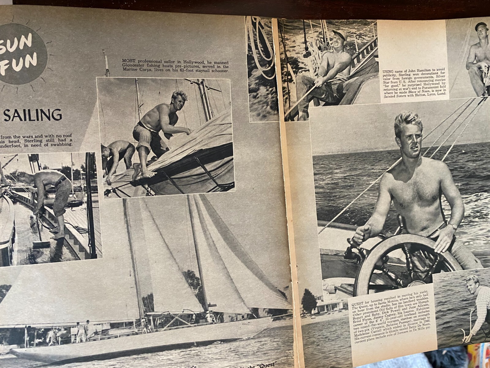 Stirling Hayden, Shirtless, Two Page Vintage Clipping, a