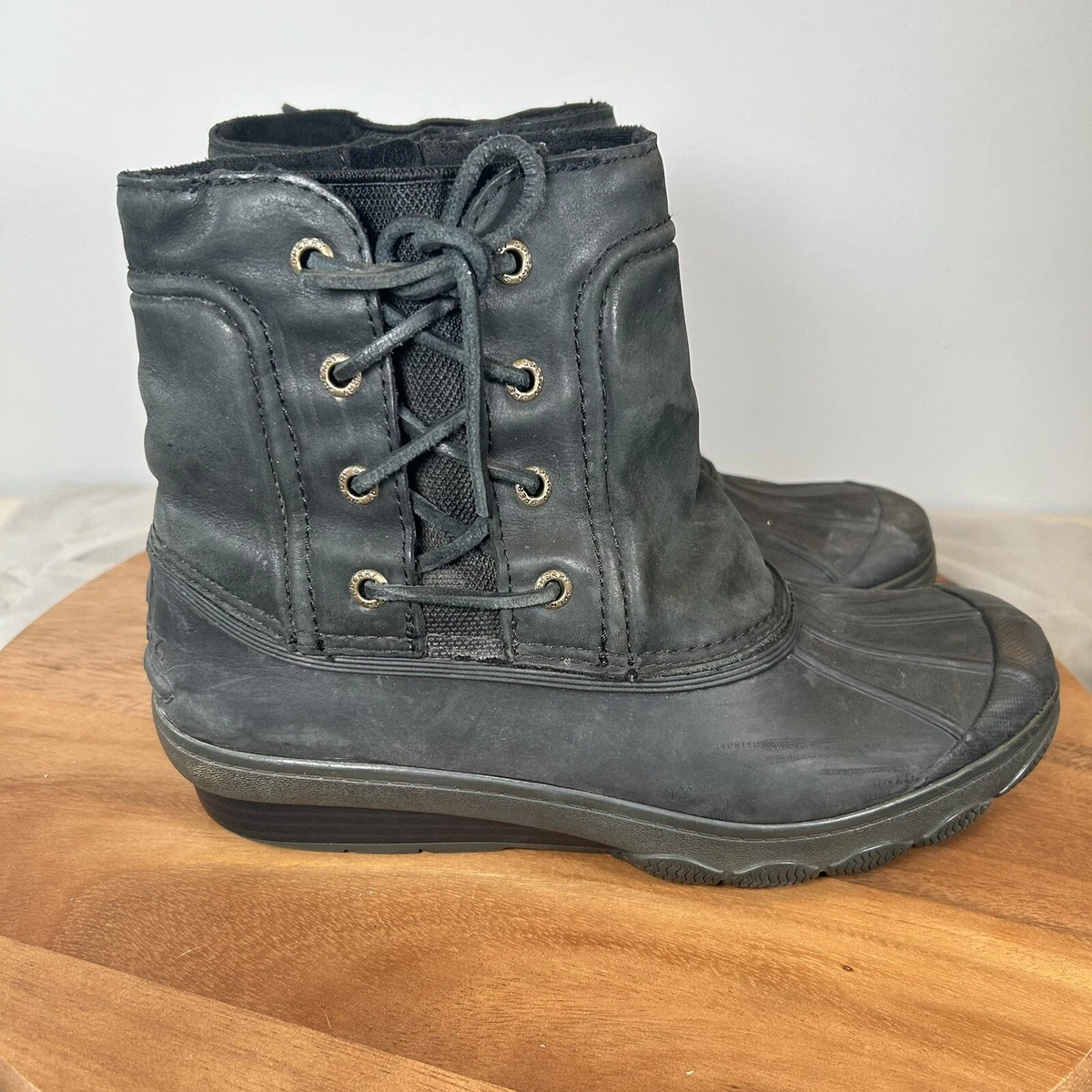 Sperry Top Sider Saltwater Spray Duck Boot Black STS80769 Women s