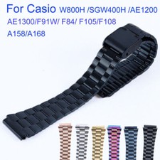 18mm Strap Metal Steel Watch Band For Casio F91W F84 F105 F106 A158 A159 A168