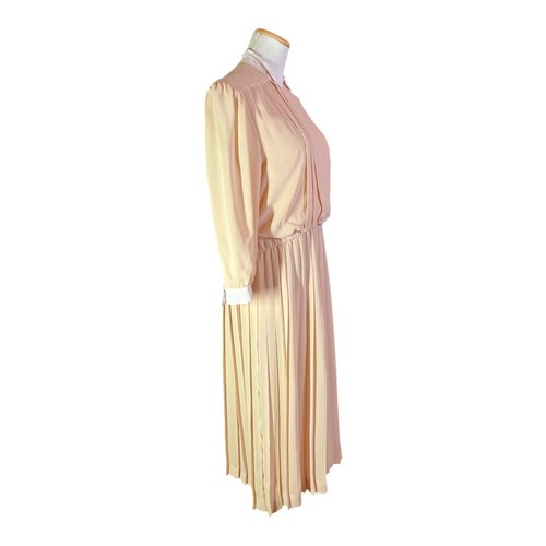Vestido vintage de gasa Easton Park de los años 80 talla 8 falda plisada rosa rubor - Imagen 9 de 10
