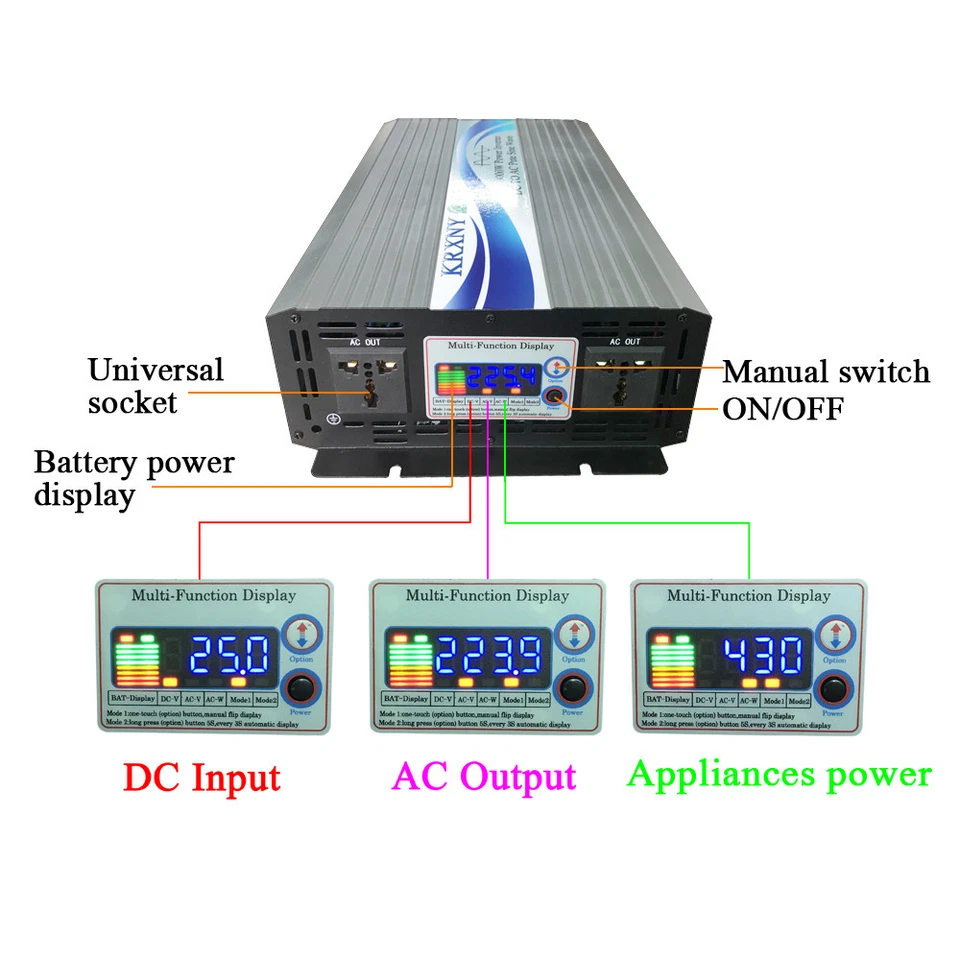 2500W/3000W Pure Sine Wave Solar Power Inverter 12V/24V/48V DC 220V 230V 240V AC - Image 2 of 4