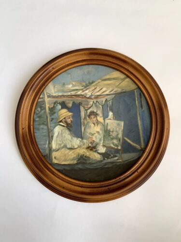 Golden Crown E&R PMR Baveria Jaeger "The Barge"  Edouard Manet Vintage Plate Art - Afbeelding 1 van 12