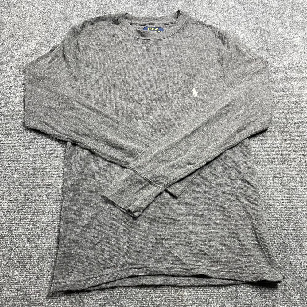 Ralph Lauren Men's Gray Long Sleeve Cotton Polo Shirt Size Small