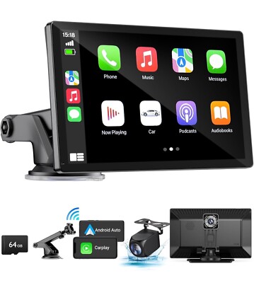 HAUXIY Wireless Carplay Screen for Car, 9'' HD Touchscreen Android Auto, 1080P