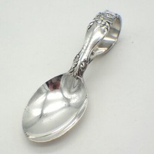 Curved Handle Baby Spoon Kitty Design Sterling Silver Reed and Barton Mono
