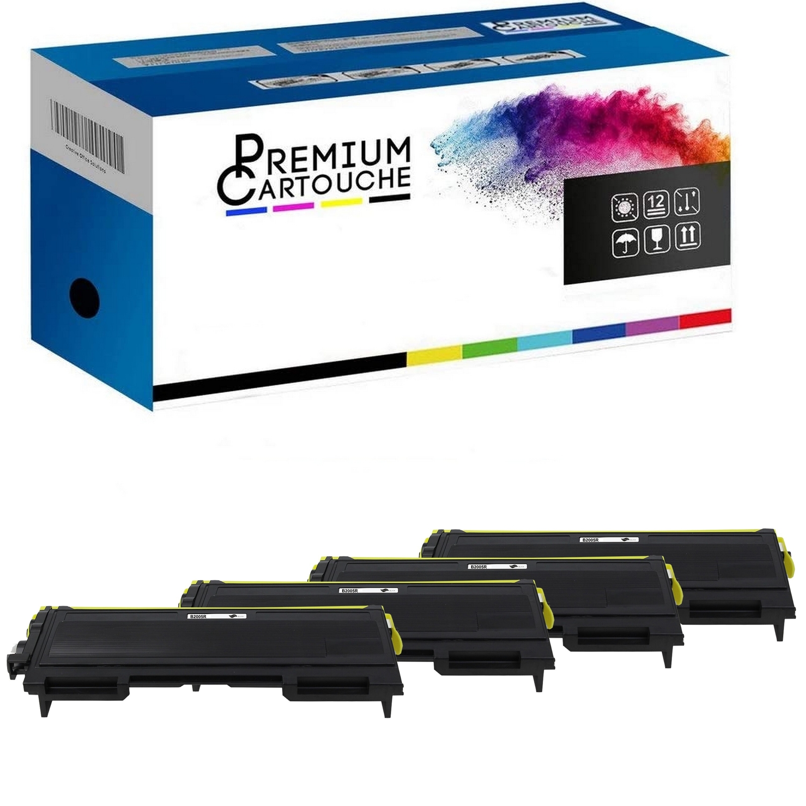 Pack 4 toners TN 2005 noir haute densite pour Brother HL20