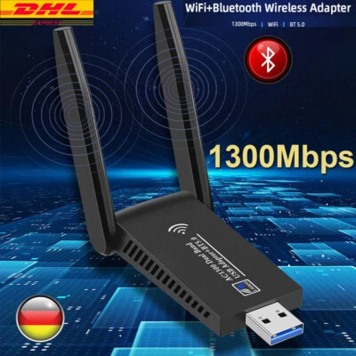 MARKENLOS USB WLAN Stick Für PC, Elecmoga 1300Mbps USB 3.0 WLAN Adapter PC 2.4Ghz/5.0Ghz