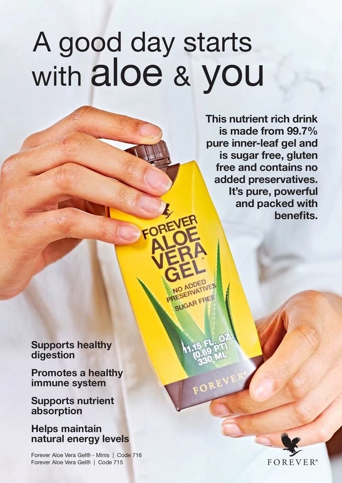 (12 FOREVER ALOE VERA GEL DRINK MINI) ~ 0.33ML EA ~ SUGAR-FREE ~ FREE SHIPPING - Image 2 of 4