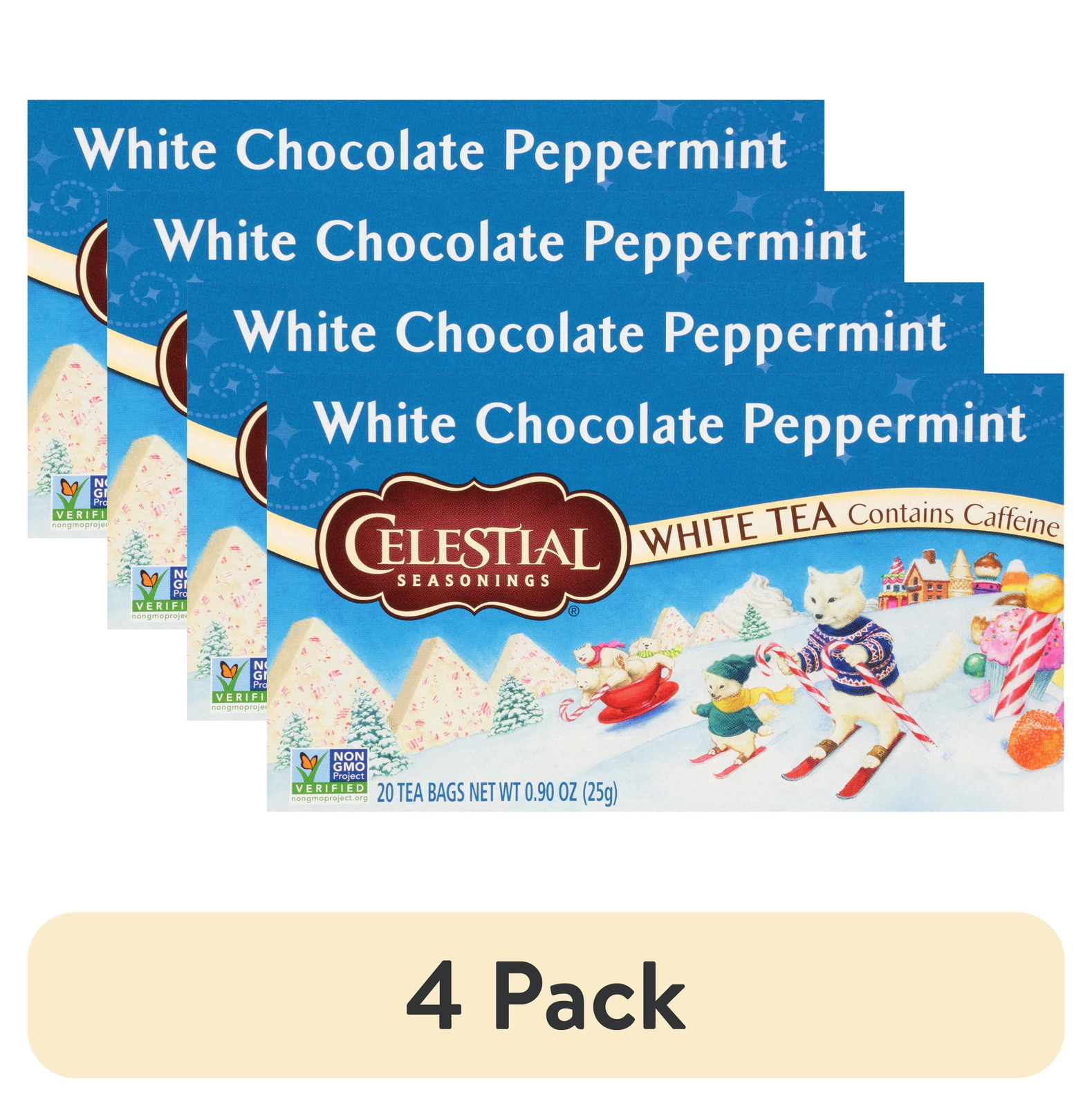 (4 pack) White Chocolate Peppermint White Tea Bags (20 Count)