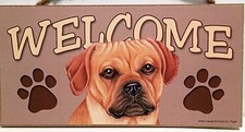Welcome Puggle Tan Beagle/Pug Cross Dog Breed Wood Sign Plaque New