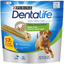 Purina Dentalife Large Dog Dental Chews, Daily, 18 Ct. Pouch