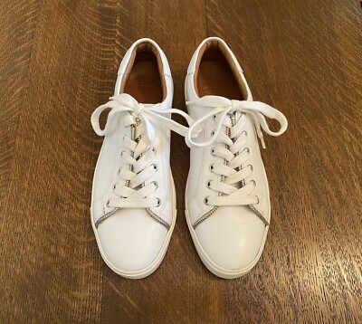 FRYE Sindy Moto Low 8 M Zip White Leather Sneakers Lace-up Shoes