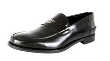 PRADA Triangle Polished Leather Loafer Dress Shoes 2DC085 Black NEW
