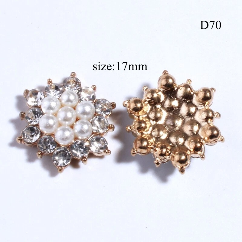 25PCS 17MM Fashi Pearl Rhinestone Button Wedding Invitations Wine Glass Decorate - Image 3 of 3