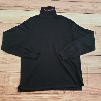 Rip N Dip Sweater Mens Extra Large Black Sweatshirt Preppy Knit Turtleneck