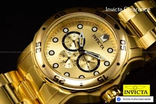 New Invicta PRO DIVER SCUBA 48mm Quartz Mens Gold Dial Gold Tone SS Watch