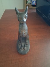 Egyptian Bastet Cat Statue Bronze Tone Figuri...