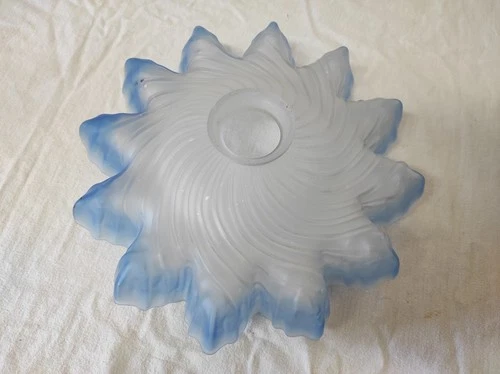 Antique pendant lampshade blue glass 27cm diameter