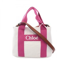 Borsa a tracolla Chloe 2Way C20046117 tela bianco rosa NUOVA donna