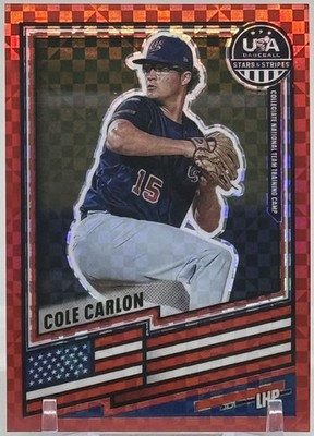 2026 Panini Prizm Stars & Stripes Cole Carlon Collegiate Red Power /149 #47