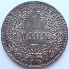 M&uuml;nze Deutsches Reich Kaiserreich Silber 1 Mark 1875 C in fast Stempelglanz