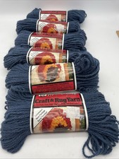 LOT OF 6 Aunt Lydia  s Rug And Craft Yarn Skeins 0745 Slate Blue Same Dye Lot NEW