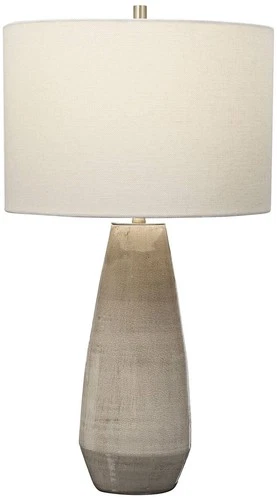 Farmhouse Table Lamp 27 1/2" Tall Taupe Gray Ceramic White Shade for Living Room - Picture 2 of 5
