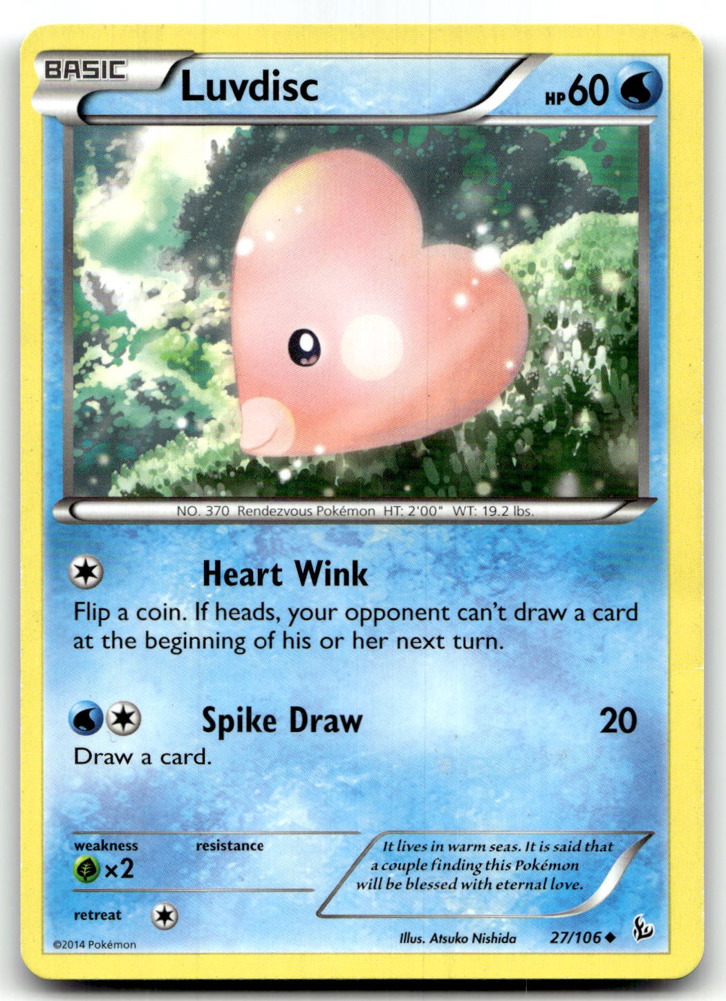Luvdisc 27/106 XY - Flashfire Uncommon Normal Pokemon TCG HP
