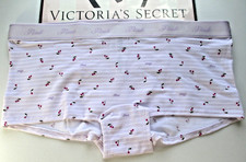 VICTORIA'S SECRET PINK Cotton Boyshort Panty S M L Purple NWT Stripe VS Cherries