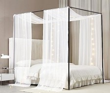 Canopy Bed Curtains with Light Princess Bed Canopy Scarf for White Full/Queen