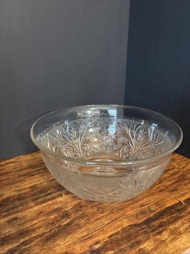 VINTAGE Tiara Indiana vetro trasparente punzone, insalata servizio ciotola ancoraggio gancio - Foto 1 di 6