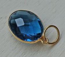 Neu Gelbgold Anhänger 750 18kt Gold mit London Blau Topas Briolett Schliff  9254