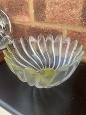 Vintage Green Walther Glass Decorative Bowl Floral Design Germany Home Decor 