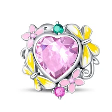 KUNSIR 925 Sterling Silver Charm for Bracelet Butterfly Around Heart Bead Charm