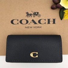 Coach 6-ring key case, navy leather, stylish and excellent, logo, plain