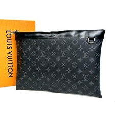 Louis Vuitton Monogram Eclipse Pochette Discovery Clutch Bag Black M62291