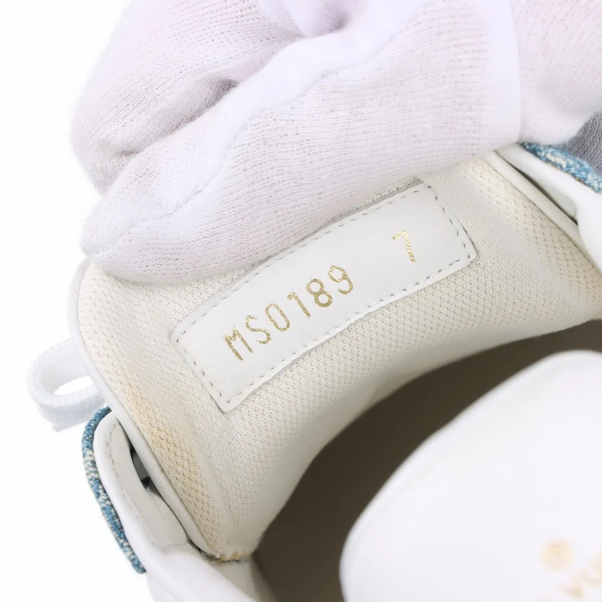 Louis Vuitton Luxembourg Line 19-year Denim & leather Sneakers 7 Men's Blue x wh thumbnail 17