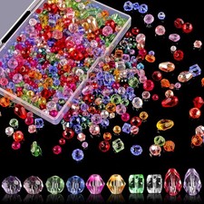 Crystal Beads, 600 Pcs Assorted Glass Beads for Jewelry Making, Rondelle Bead...