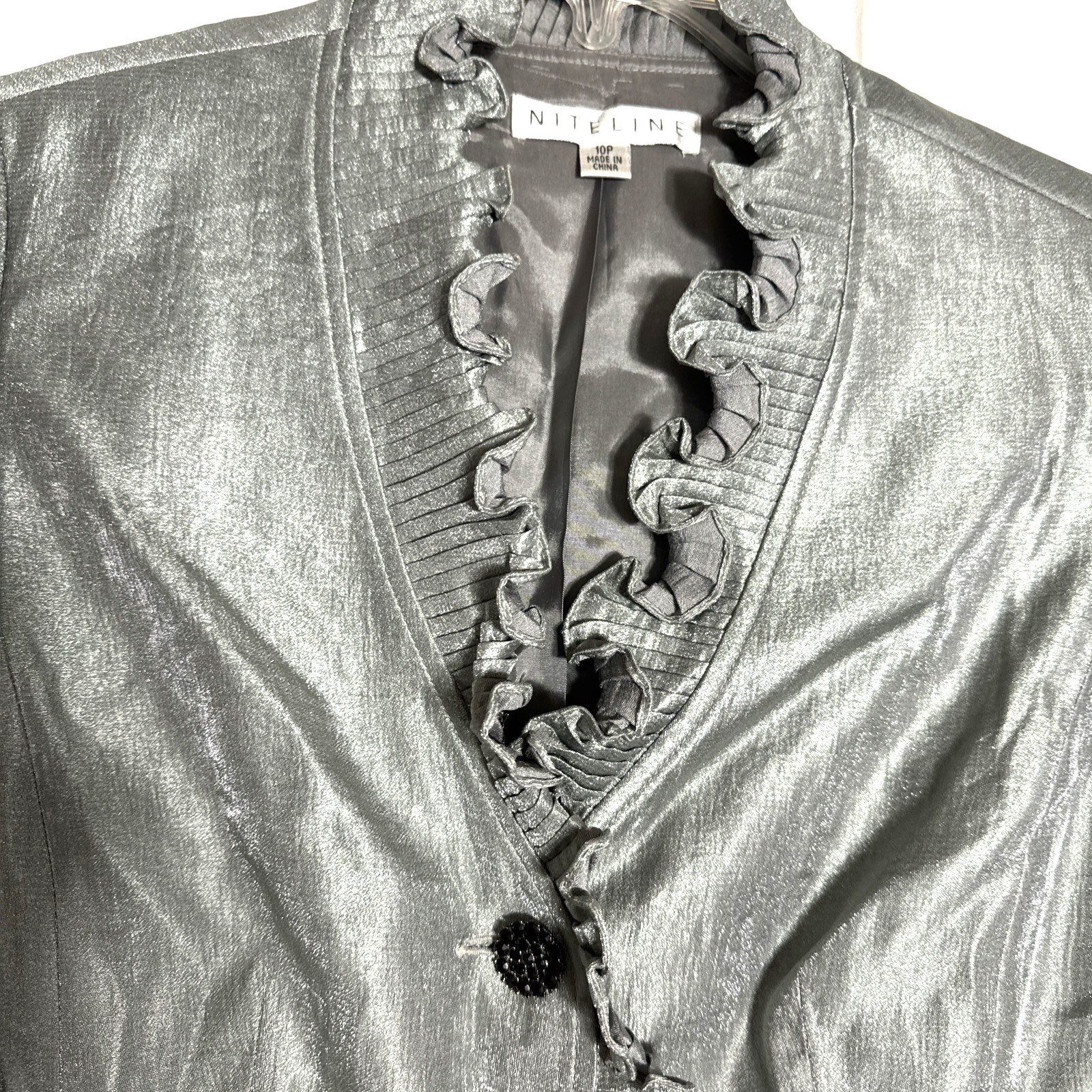 Niteline Belted Silver Shimmer Jacket Rhinestone … - image 3