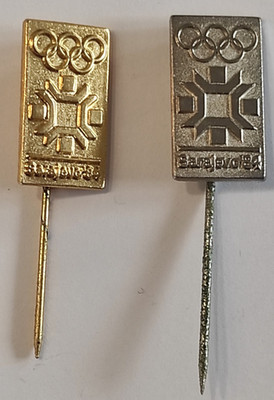 Olympic Games 1984 - 2 pins with the Olympic logo of the Sarajevo Games - super 