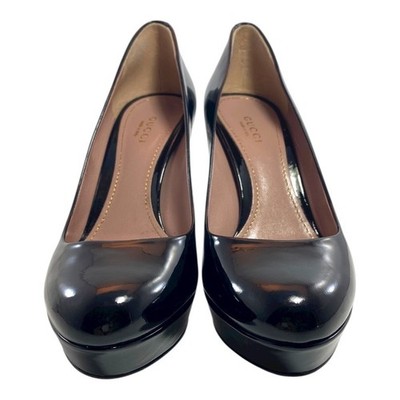 Gucci Black Patent Leather Lisbeth Platform Pumps Size 36.5 US 6.5 Heels