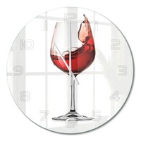 Runde Wanduhr Aus GehäRtetem Glas FüR WohnräUme Rotwein WeißE Zeiger Fi60 Cm