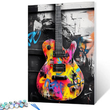 Paint by Numbers Kit for Adults Graffiti Style Guitar DIY Oil Painting 16x20
