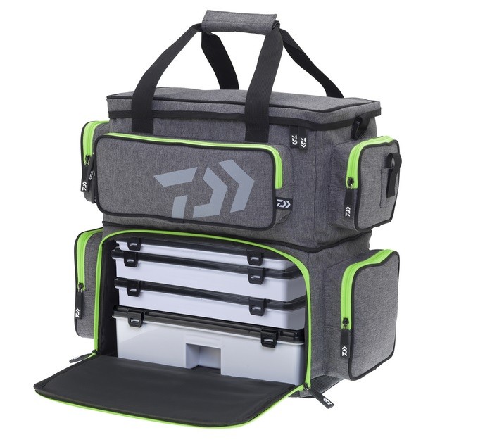 Daiwa D-Box L, 45x42x25  Ködertasche mit 4 Boxen Kunstköder Tasche