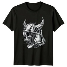 Gehörnter Totenkopf Wikinger Kriegerkopf T-Shirt Nordische Mythologie Wikinger Geburtstag Geschenk