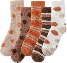 fauson Fuzzy Socks for Women - 5 Pairs Warm Cozy Socks For Women Mom, Slipper So