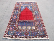 Handmade Oriental Rug,Large Wool Traditional Vintage Red Blue Carpet 146x268 cm